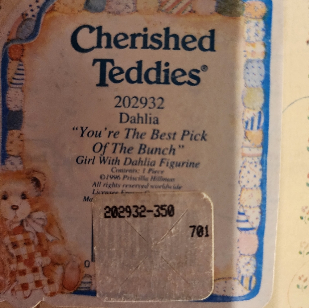 Cherished Teddies Bear & Dahlia - Picture 7 of 7